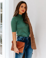 Kashmira Mock Neck Knit Top - Forest