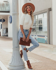 Kashmira Mock Neck Knit Top - Vanilla