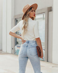 Kashmira Mock Neck Knit Top - Vanilla