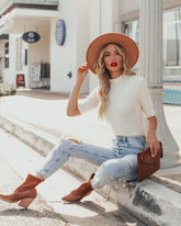 Kashmira Mock Neck Knit Top - Vanilla