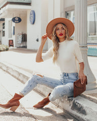 Kashmira Mock Neck Knit Top - Vanilla