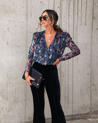 Kate Floral Burnout Velvet Bodysuit