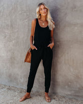 Katya Pocketed Ribbed Knit Jumpsuit