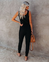 Katya Pocketed Ribbed Knit Jumpsuit