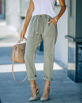 Kava Pocketed Denim Joggers - Olive