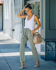 Kava Pocketed Denim Joggers - Olive