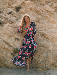 Kaydence Floral Kimono Tie Maxi Dress