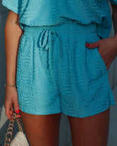 Keith Drawstring Pocketed Shorts - Aqua Blue