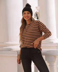 Keller Striped Knit Top - Tan