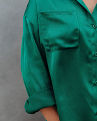 Kelsa Satin Button Down Pocket Blouse