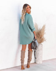 Kennedy Cotton Pocketed Button Down Tunic - Green