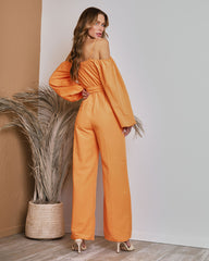 Key West Off The Shoulder Wide Leg Jumpsuit - Tangerine
