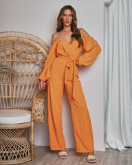 Key West Off The Shoulder Wide Leg Jumpsuit - Tangerine