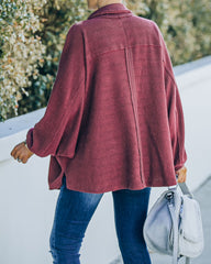 Kiandra Cotton French Terry Henley Top - Burgundy