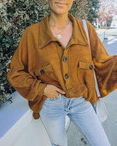 Kiandra Cotton French Terry Henley Top - Camel