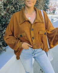 Kiandra Cotton French Terry Henley Top - Camel