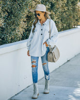 Kiandra Cotton French Terry Henley Top - Heather Grey