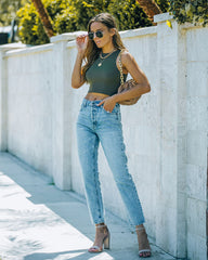 Kiki Knit Crop Top - Moss