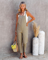 Kiko Pocketed Linen Blend Jumpsuit - Olive