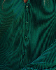 Kimora Collared Plisse Blouse - Hunter Green