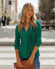 Kimora Collared Plisse Blouse - Hunter Green