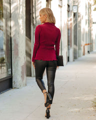 Kimora Collared Plisse Blouse - Wine