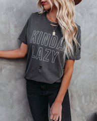 Kinda Lazy Distressed Cotton Tee