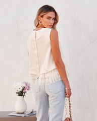 Kinsley Tiered Tulle Crop Top - Vintage Cream
