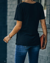 Kinsley V-Neck Pocket Tee - Black