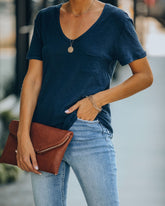 Kinsley V-Neck Pocket Tee - Uniform Blue