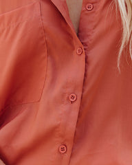 Kinzie Tencel Pocketed Button Down Top - Soft Clay
