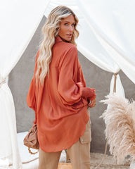 Kinzie Tencel Pocketed Button Down Top - Soft Clay