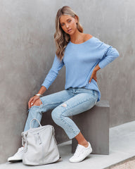 Kirstin Long Sleeve Thermal Top - Denim Blue