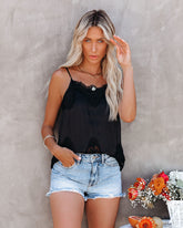 Kiss Kiss Lace Cami Tank - Black