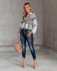Kollin Mix Print Button Down Blouse