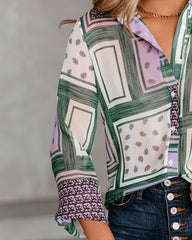 Kollin Mix Print Button Down Blouse