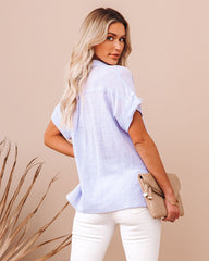 Krissy Cotton Woven Button Down Top - Lavender