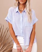 Krissy Cotton Woven Button Down Top - Lavender