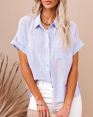 Krissy Cotton Woven Button Down Top - Lavender