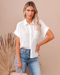 Krissy Cotton Woven Button Down Top - White