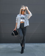 Kurtis Acid Wash Split Hem Pants - Black