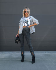 Kurtis Acid Wash Split Hem Pants - Black