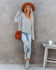 Kye Cotton Blend Knit Sweater - Speckled Black