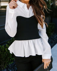 Kyrie Contrast Button Down Knit Bustier Top