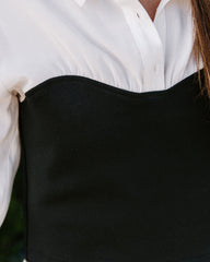 Kyrie Contrast Button Down Knit Bustier Top