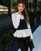 Kyrie Contrast Button Down Knit Bustier Top