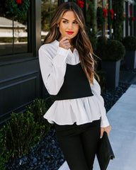 Kyrie Contrast Button Down Knit Bustier Top