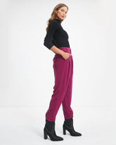 Lacey Pocketed High Rise Trousers - Plum