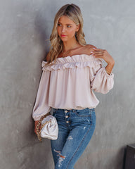 Lalette Off The Shoulder Ruffle Blouse - Ecru