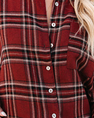 Lannah Cotton Blend Plaid Button Down Top